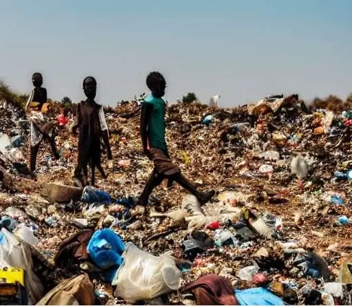 Children scavenging landfill