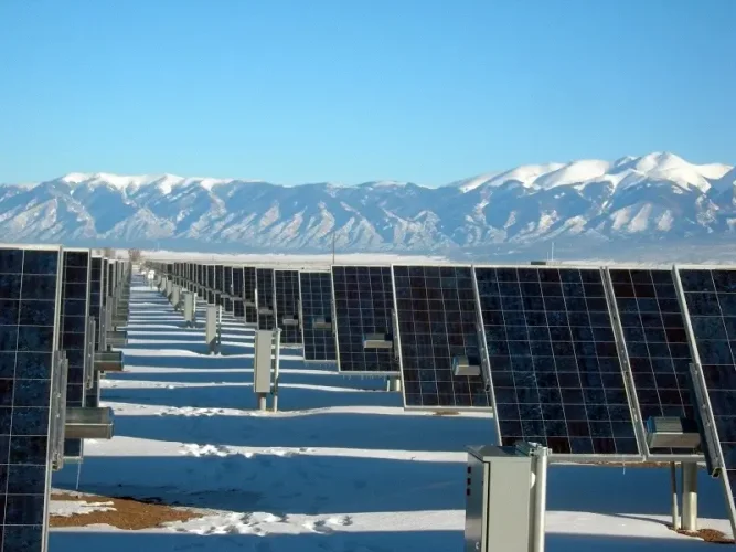 Solar Panels Icy Landscape