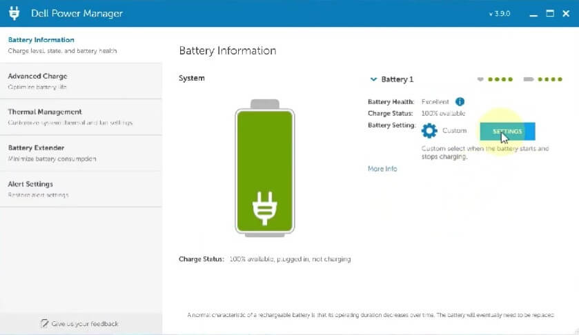 Select battery information